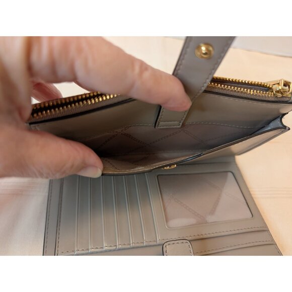 Michael Kors Python-Embossed Leather Zip-Around Wallet Coins Bills Card Slots ID - Picture 8 of 16